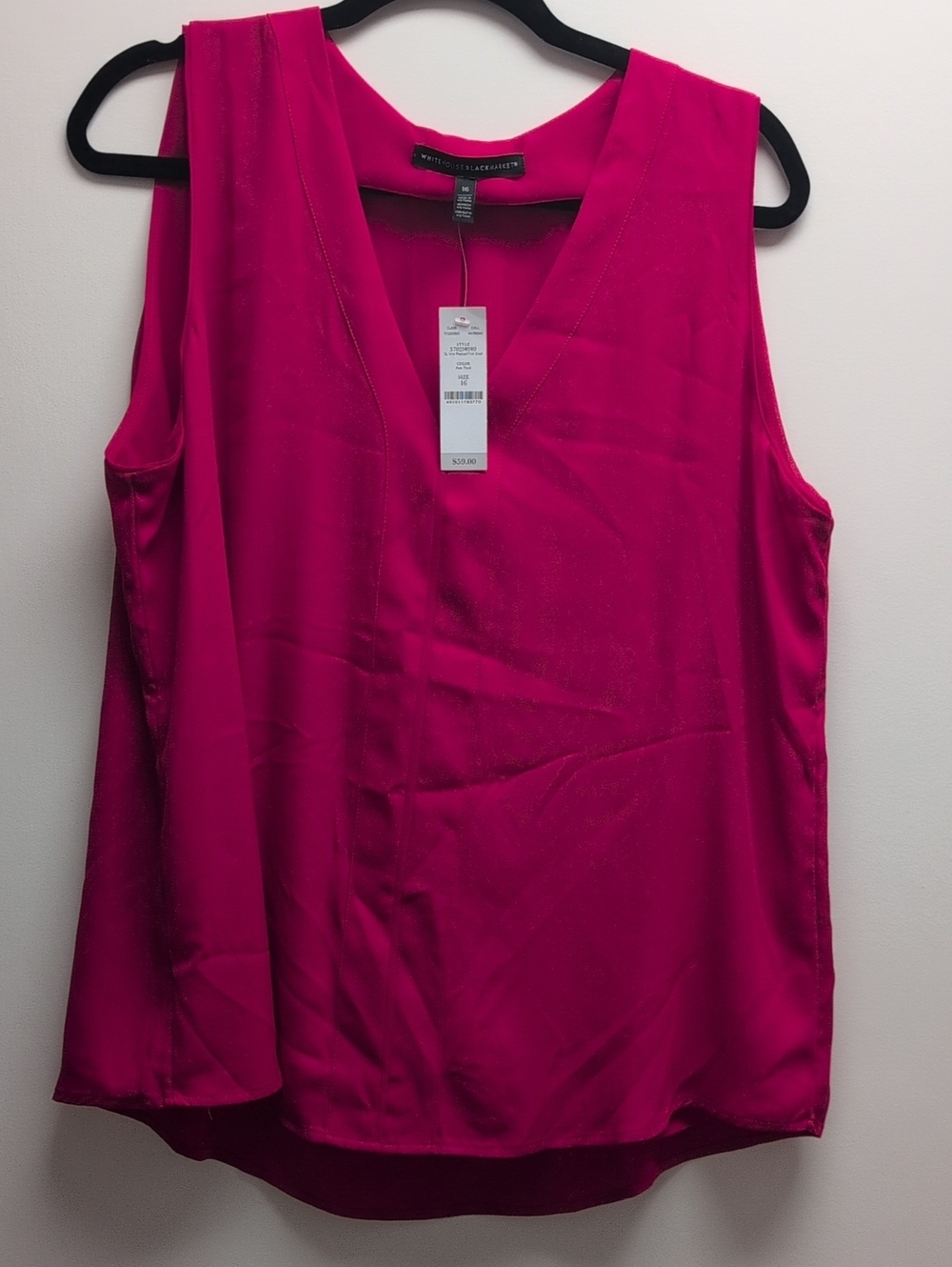 White House Black Market Pleated Front Shell Top NWT Size 16 Pink Thrill